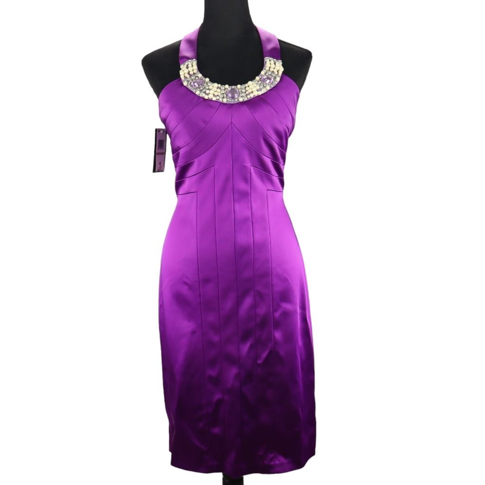 JAX Women's Purple Size 12 Halter Formal Party Cocktail Dress - New With Tag